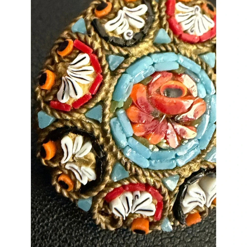 Vintage Micro Mosaic Brooch Italy